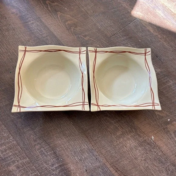 Lot of 2 -Rim Soup Bowls Mystic Cove Yellow by STUDIO NOVA -HA102 -8 Inch Width - Picture 7 of 9